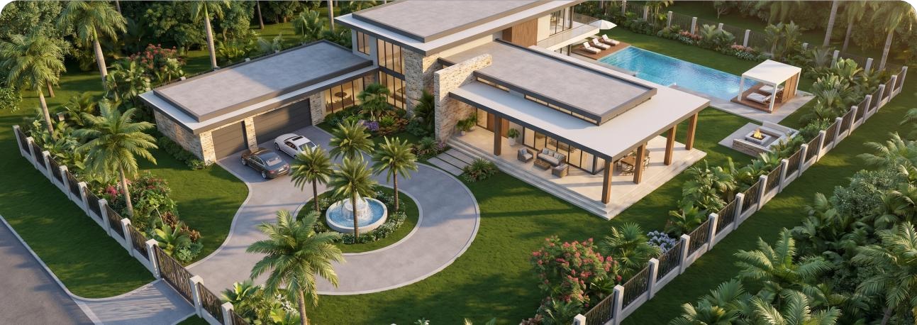 Large estate aerial exterior concept